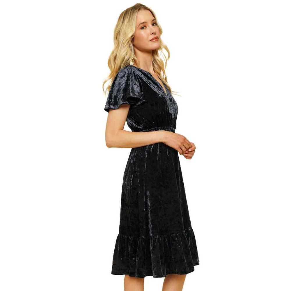 Mystree Velvet Eggplant Dress - NEW